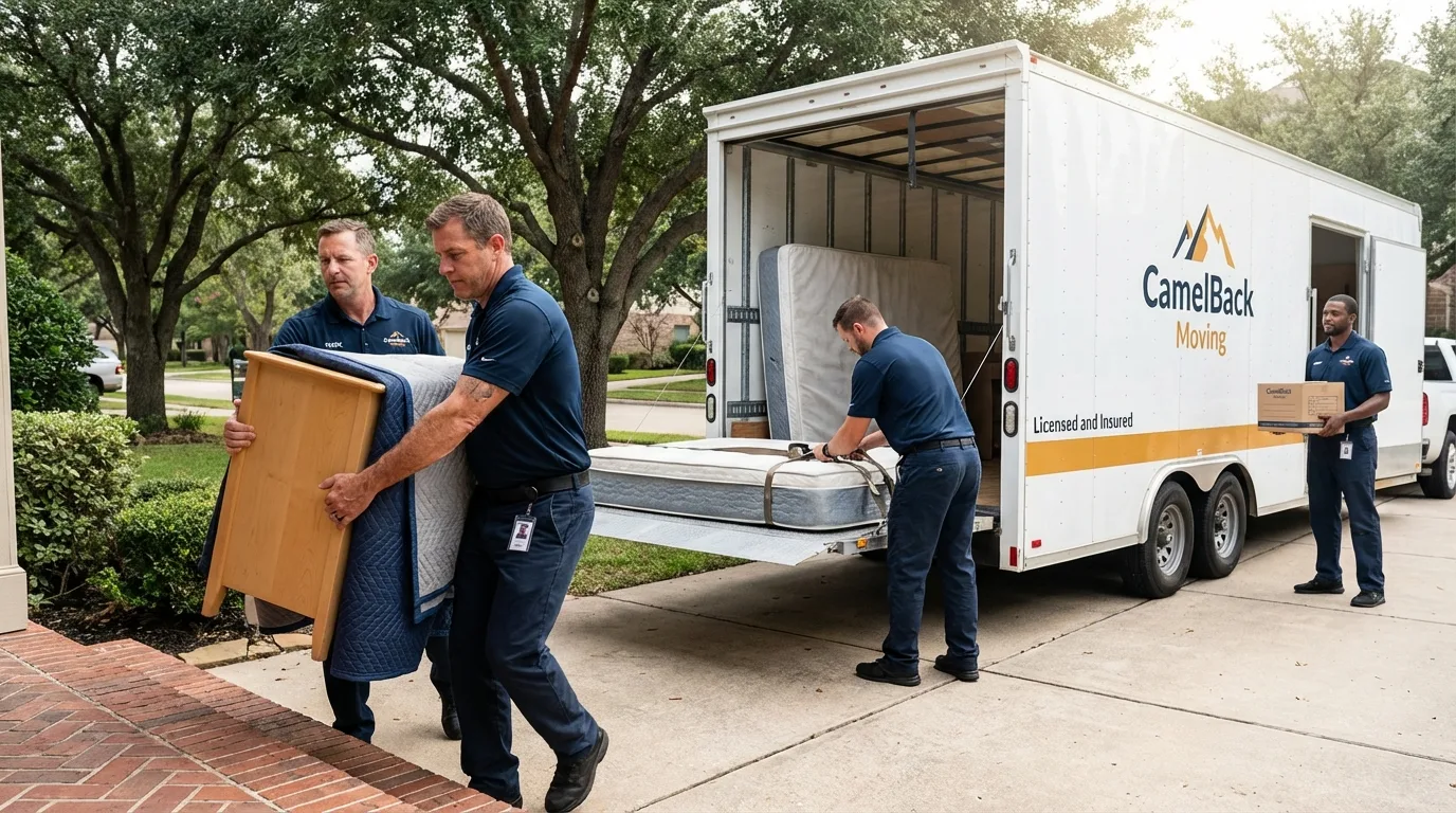 Crew loading residential truck for cross-state move from Shenandoah, IA